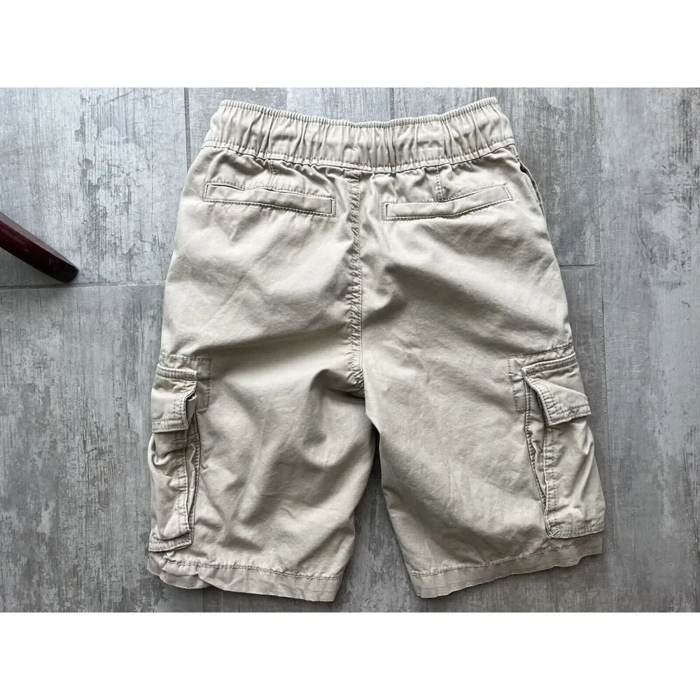 GAP Kids Boys Drawstring Elastic Cargo Shorts Beige Shorts Khaki M 8-9 Casual
